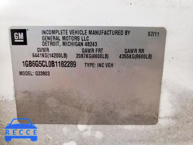 2011 CHEVROLET EXPRESS G4 1GB6G5CL0B1182289 image 9