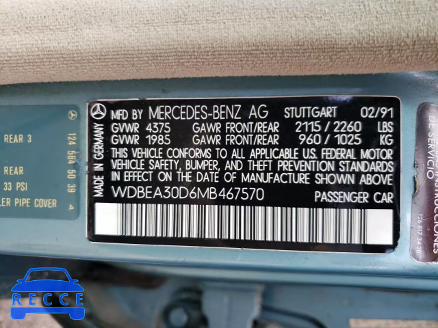 1991 MERCEDES-BENZ 300-CLASS WDBEA30D6MB467570 Bild 9