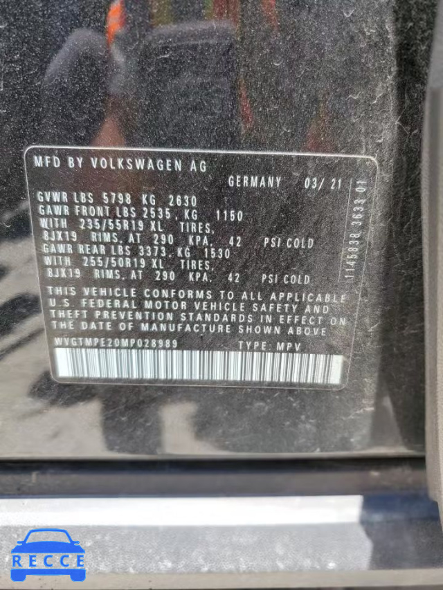 2021 VOLKSWAGEN ID.4 PRO S WVGTMPE20MP028989 зображення 9