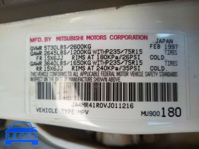 1997 MITSUBISHI MONTERO LS JA4MR41R0VJ011216 image 9