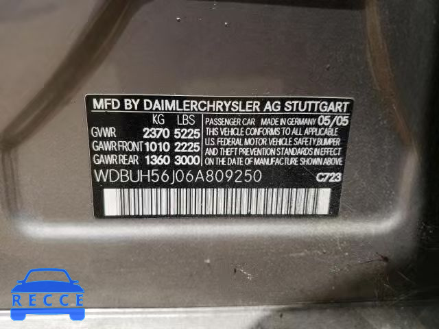 2006 MERCEDES-BENZ E 350 WAGO WDBUH56J06A809250 зображення 9