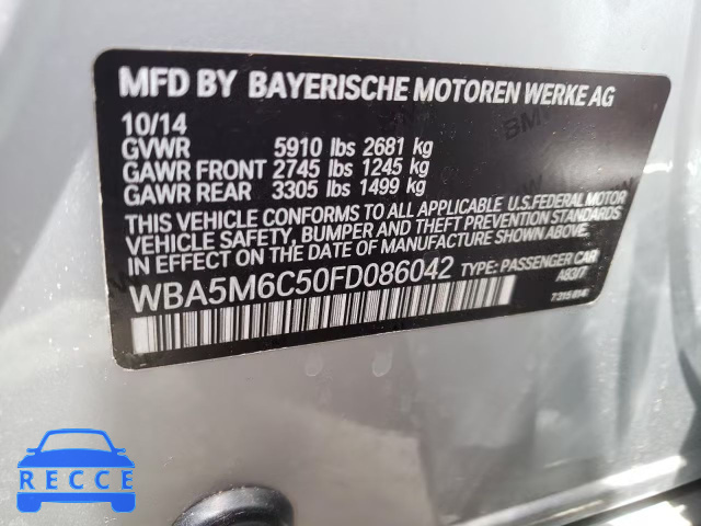 2015 BMW 550 IGT WBA5M6C50FD086042 image 9