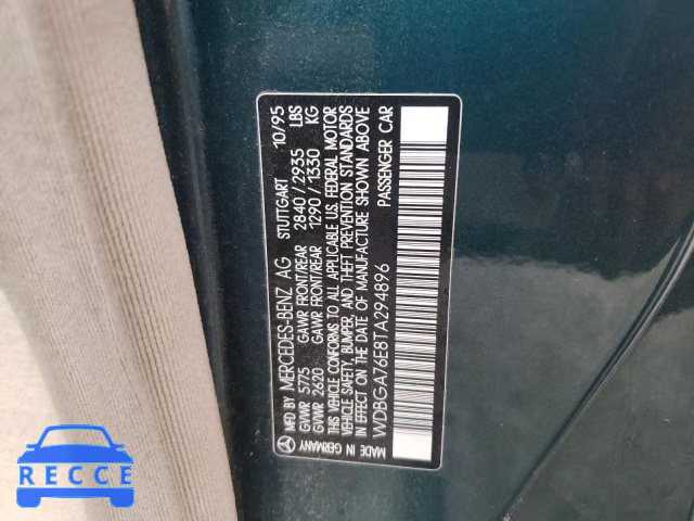 1996 MERCEDES-BENZ S 600 WDBGA76E8TA294896 image 9