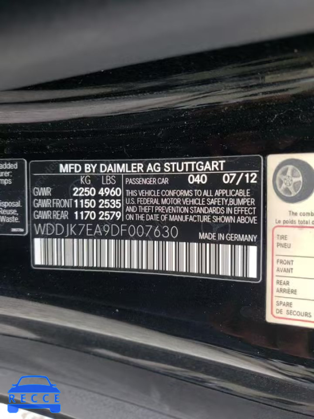 2013 MERCEDES-BENZ SL 63 AMG WDDJK7EA9DF007630 зображення 9