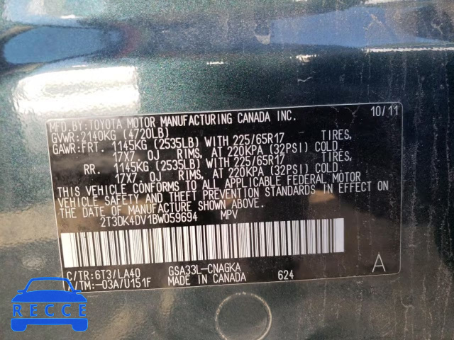 2011 TOYOTA RAV 4 2T3DK4DV1BW059694 image 9