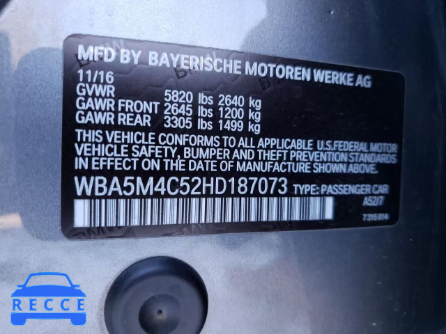 2017 BMW 535 XIGT WBA5M4C52HD187073 image 9