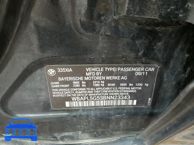 2011 BMW 335XI WBAPL5G53BNN23343 image 9