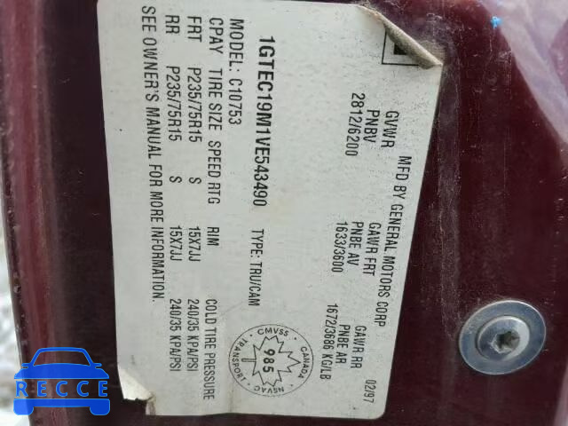 1997 GMC SIERRA C15 1GTEC19M1VE543490 image 9