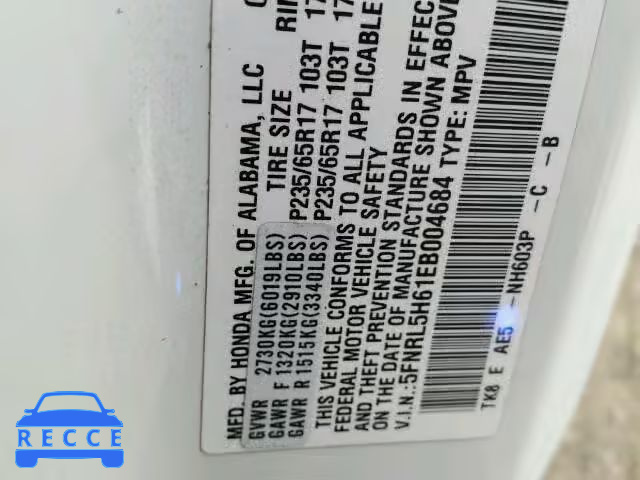 2014 HONDA ODYSSEY EX 5FNRL5H61EB004684 image 9