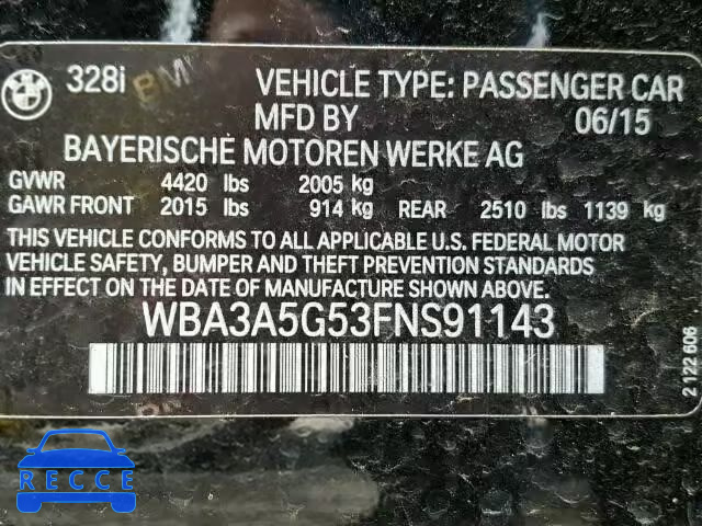 2015 BMW 328I WBA3A5G53FNS91143 image 9
