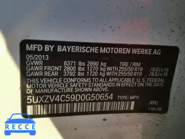 2013 BMW X5 XDRIVE3 5UXZV4C59D0G50654 image 9