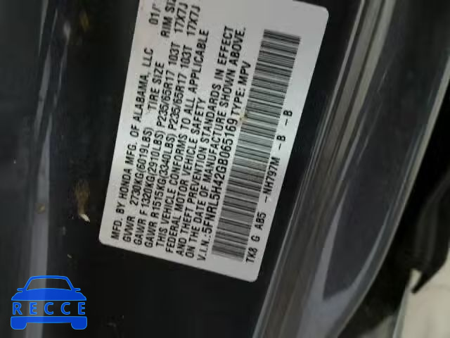 2016 HONDA ODYSSEY EX 5FNRL5H42GB065169 image 9