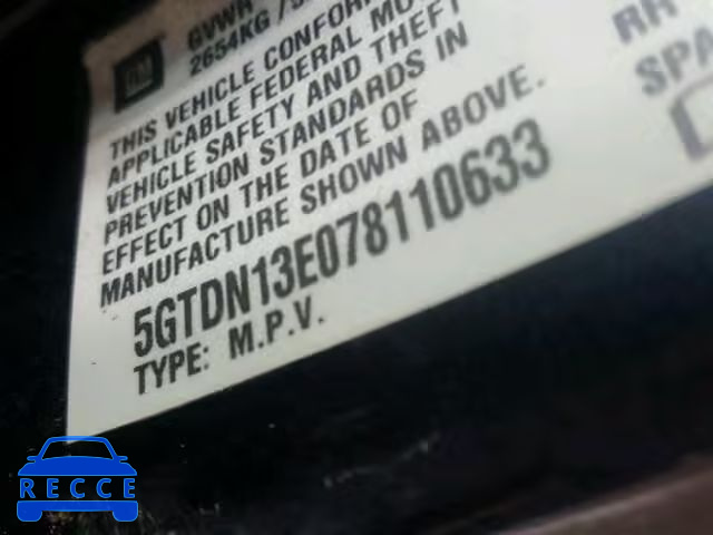 2007 HUMMER H3 SUV 5GTDN13E078110633 image 9