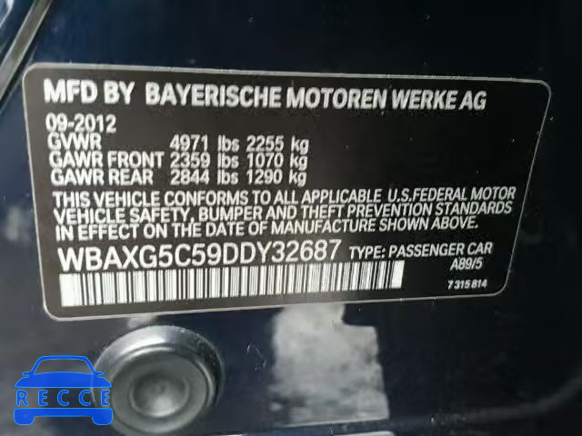 2013 BMW 528I WBAXG5C59DDY32687 зображення 9
