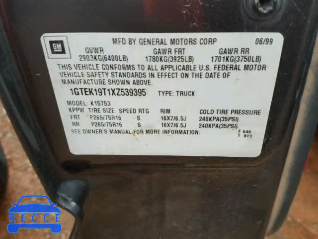 1999 GMC SIERRA K15 1GTEK19T1XZ539395 image 9