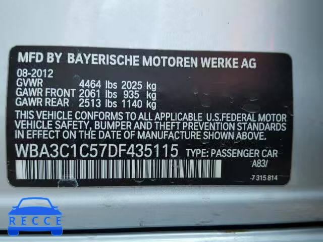 2013 BMW 328I SULEV WBA3C1C57DF435115 image 9