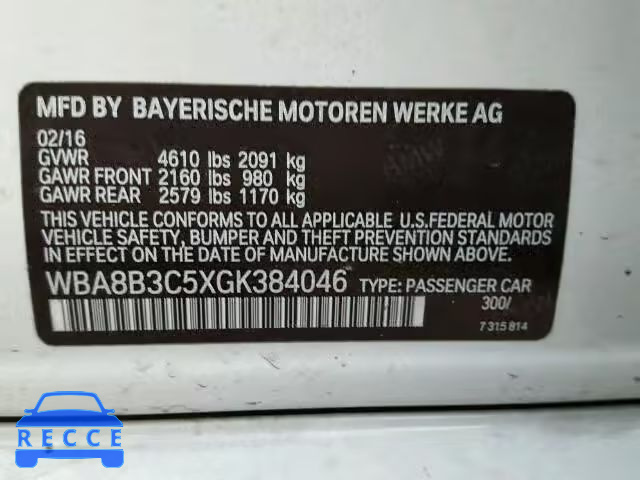 2016 BMW 340I WBA8B3C5XGK384046 зображення 9