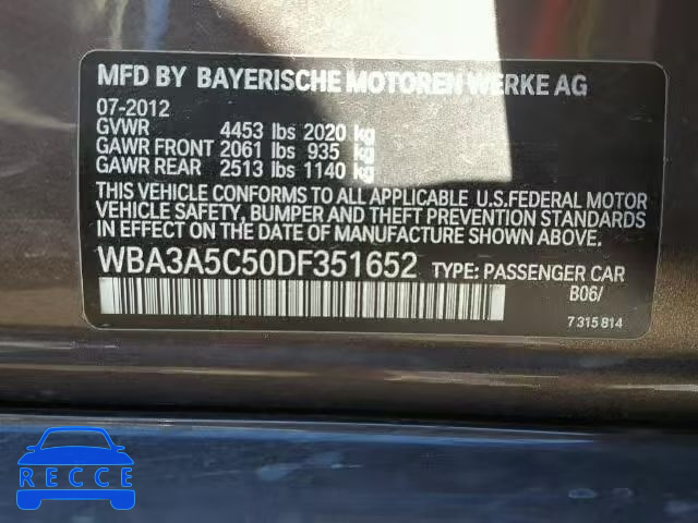 2013 BMW 328I WBA3A5C50DF351652 Bild 9