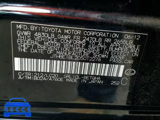 2013 LEXUS GS 350 JTHBE1BL2D5012276 image 9