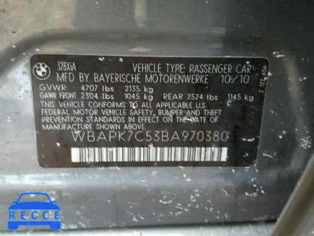 2011 BMW 328XI WBAPK7C53BA970380 Bild 9
