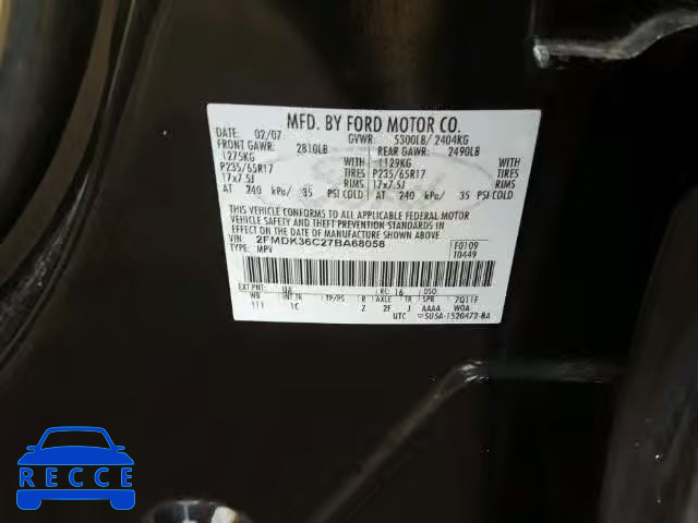 2007 FORD EDGE SE 2FMDK36C27BA68058 image 9