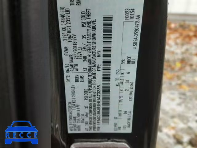 2017 FORD ESCAPE TIT 1FMCU9J91HUA73235 image 9