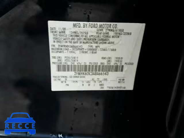 2010 FORD FLEX LIMIT 2FMHK6DC3ABA66543 Bild 9