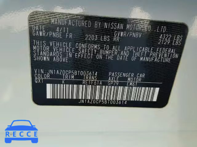 2011 NISSAN LEAF SV/SL JN1AZ0CP5BT003614 зображення 9