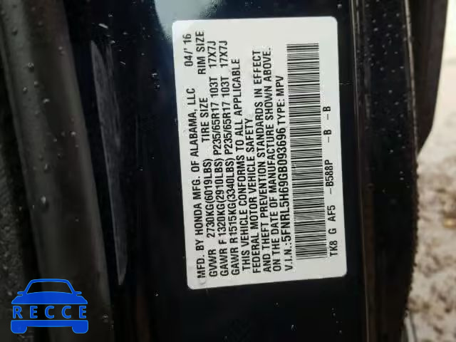 2016 HONDA ODYSSEY EX 5FNRL5H69GB093696 image 9