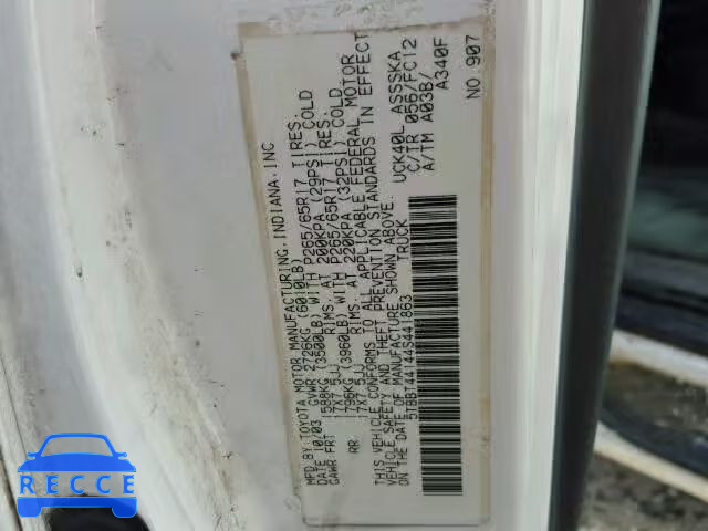 2004 TOYOTA TUNDRA ACC 5TBBT44144S441863 image 9