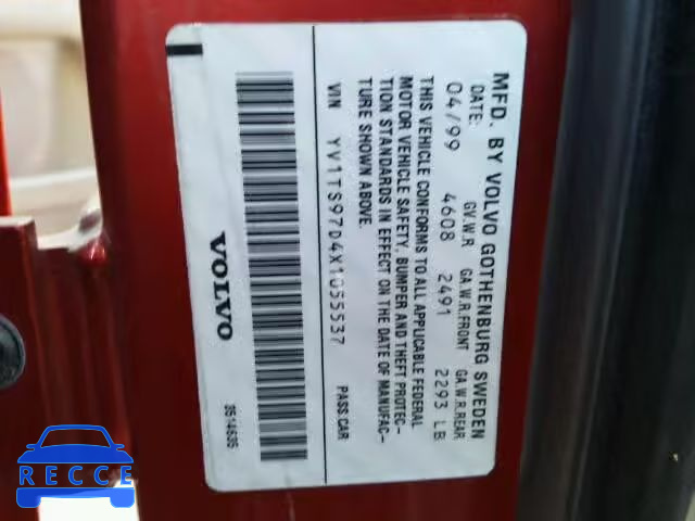 1999 VOLVO S80 YV1TS97D4X1055537 image 9