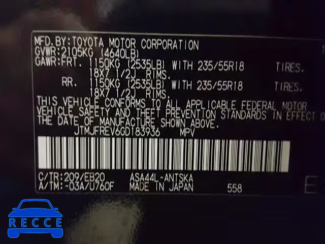 2016 TOYOTA RAV4 SE JTMJFREV6GD183936 image 9