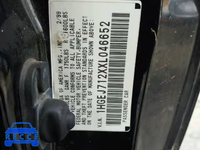 1999 HONDA CIVIC HX 1HGEJ712XXL046652 image 9