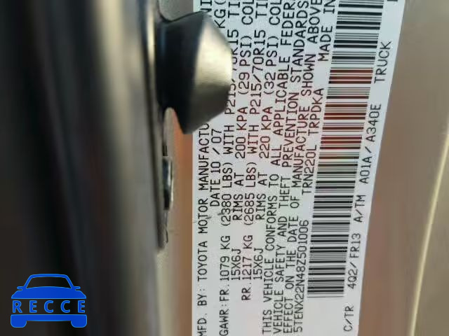2008 TOYOTA TACOMA 5TENX22N48Z501006 image 9