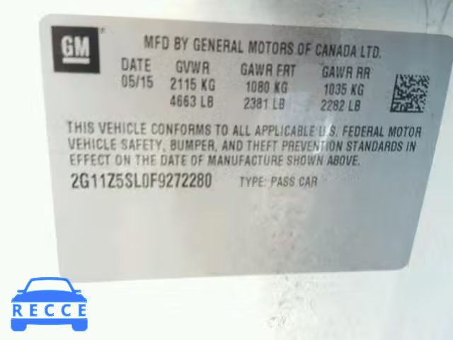 2015 CHEVROLET IMPALA LS 2G11Z5SL0F9272280 image 9