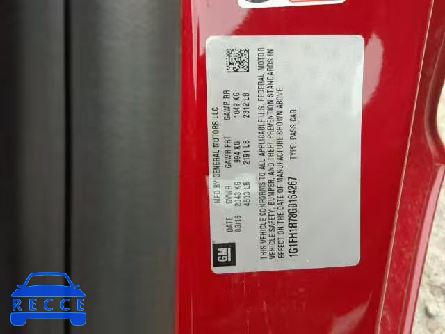 2016 CHEVROLET CAMARO SS 1G1FH1R78G0164267 image 9