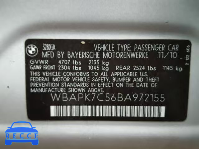 2011 BMW 328XI WBAPK7C56BA972155 зображення 9