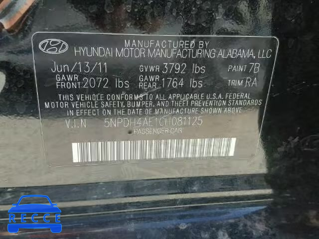 2012 HYUNDAI ELANTRA 5NPDH4AE1CH081125 Bild 9