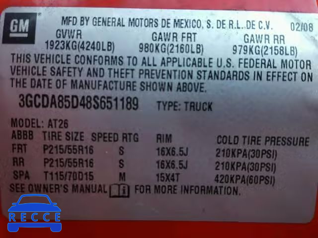 2008 CHEVROLET HHR PANEL 3GCDA85D48S651189 image 9