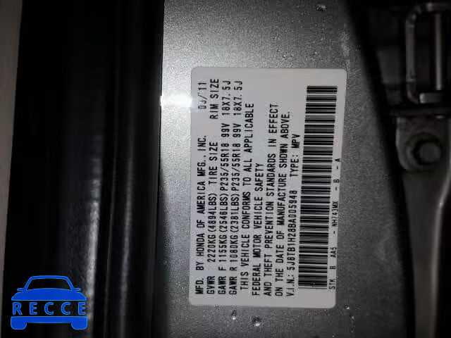 2011 ACURA RDX 5J8TB1H28BA005948 image 8