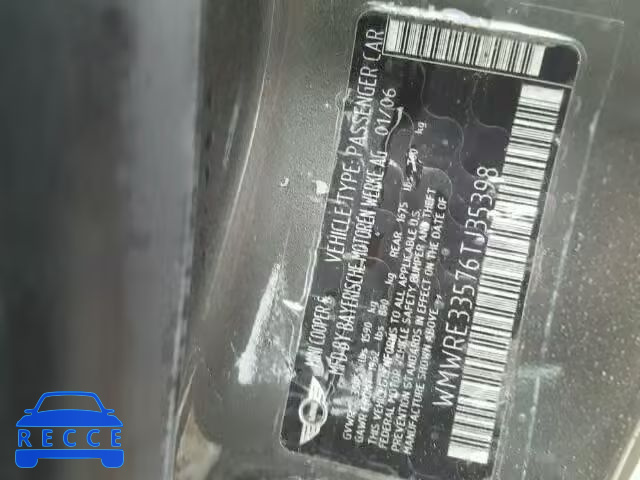 2006 MINI COOPER S WMWRE33576TJ35398 image 9