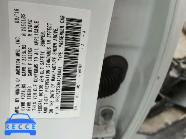 2017 HONDA ACCORD SPO 1HGCR2F53HA049833 image 9