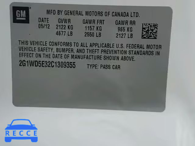 2012 CHEVROLET IMPALA POL 2G1WD5E32C1309355 image 9