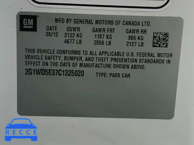 2012 CHEVROLET IMPALA POL 2G1WD5E37C1325020 image 9