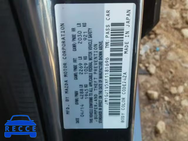 2015 MAZDA 6 TOURING JM1GJ1V5XF1181696 image 9