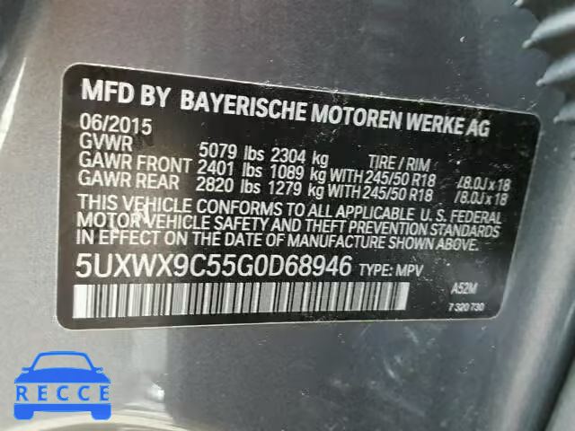 2016 BMW X3 XDRIVE2 5UXWX9C55G0D68946 зображення 9