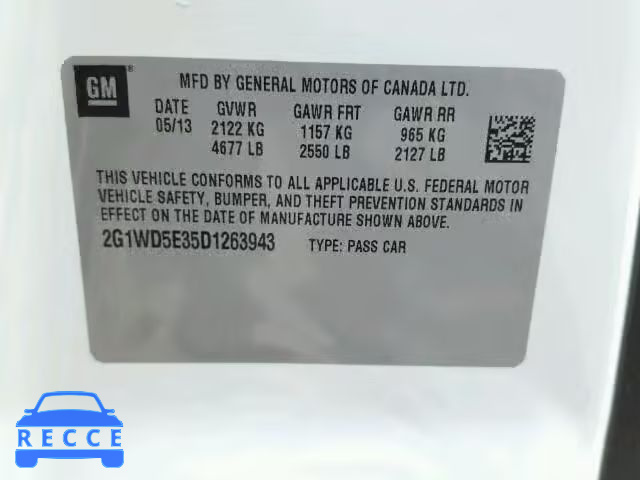 2013 CHEVROLET IMPALA POL 2G1WD5E35D1263943 зображення 9