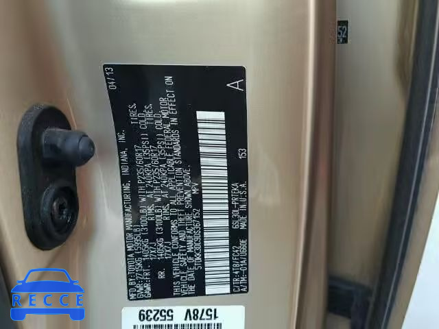 2013 TOYOTA SIENNA LE 5TDKK3DC9DS367152 image 9