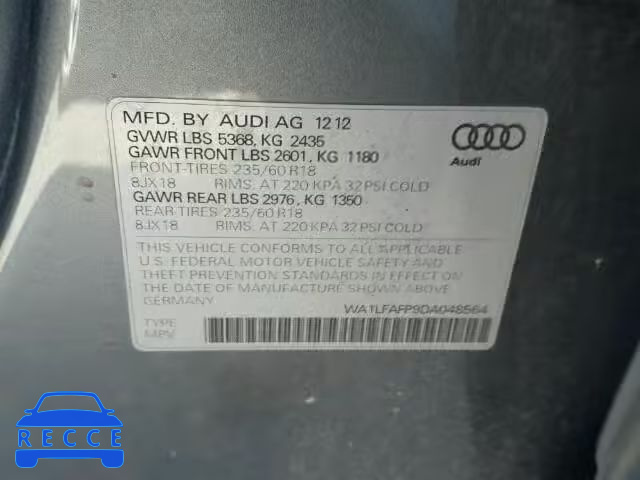 2013 AUDI Q5 PREMIUM WA1LFAFP9DA048564 зображення 9