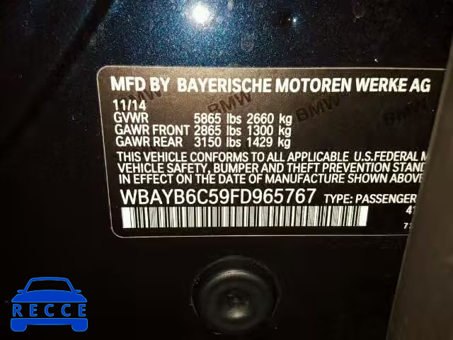 2015 BMW 750I XDRIV WBAYB6C59FD965767 зображення 9